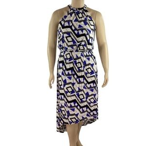 APT. 9 Geometric Print Halter Midi Dress Blue Black White Size L